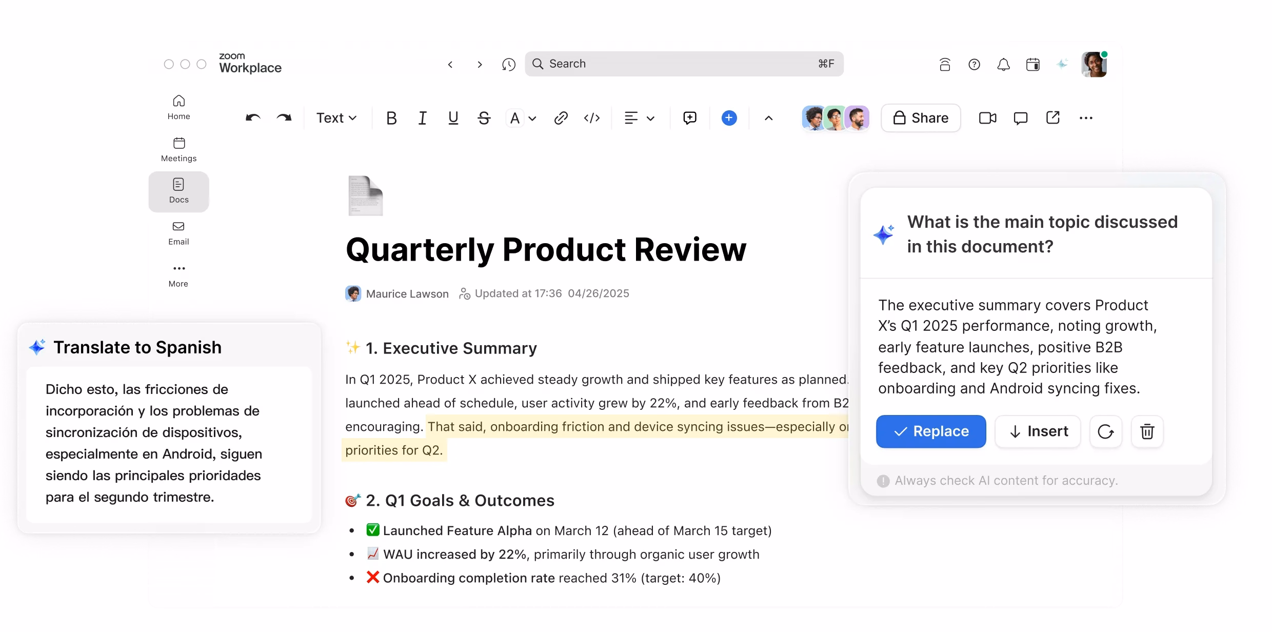 Zoom communication stack